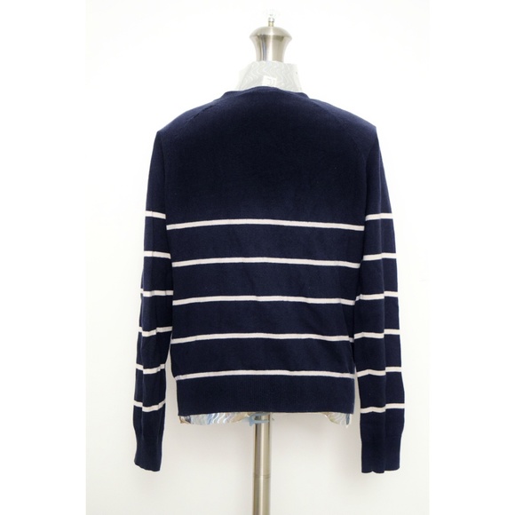 H&M Navy Blue Striped V-neck Button up Cardigan | Size M - Picture 10 of 11